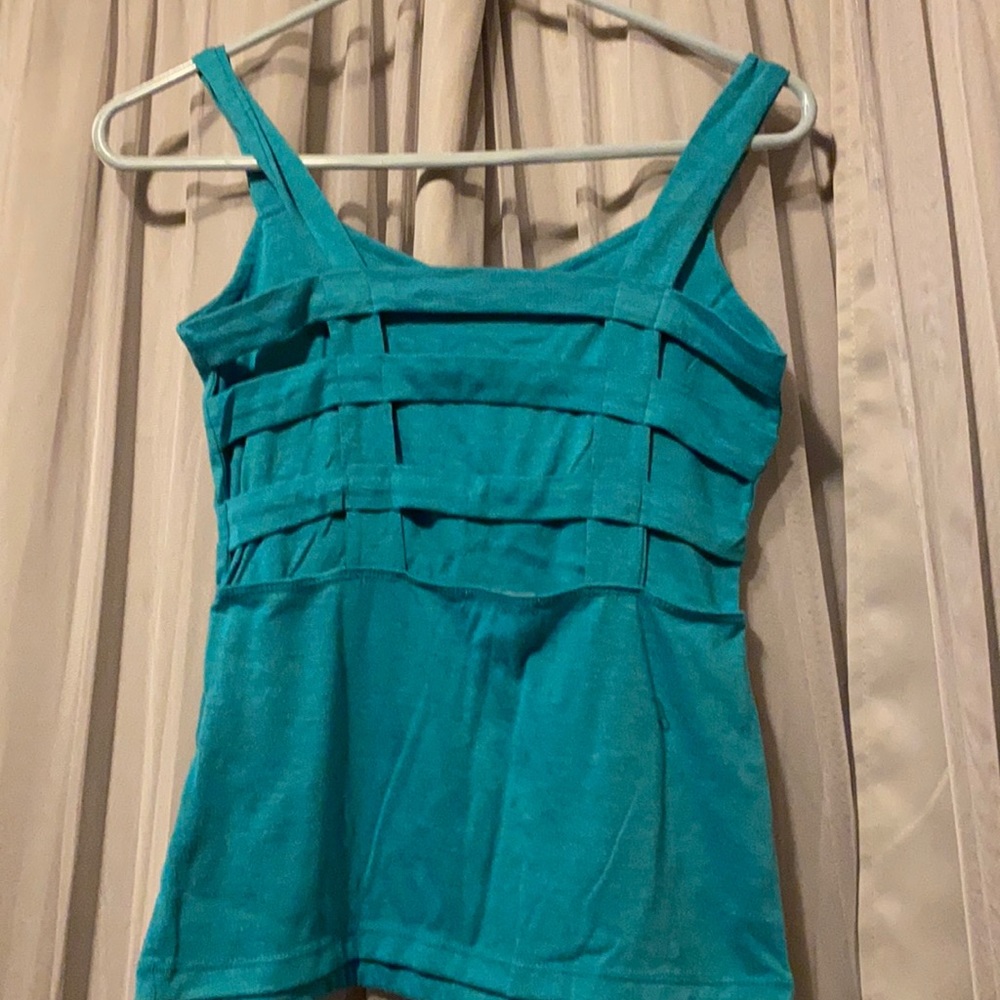 Teal tank top with open back